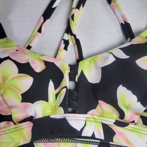 Hurley x Carissa Moore Women Max Plumeria Floral Strappy Scoop Bikini Top Size X - Picture 3 of 9